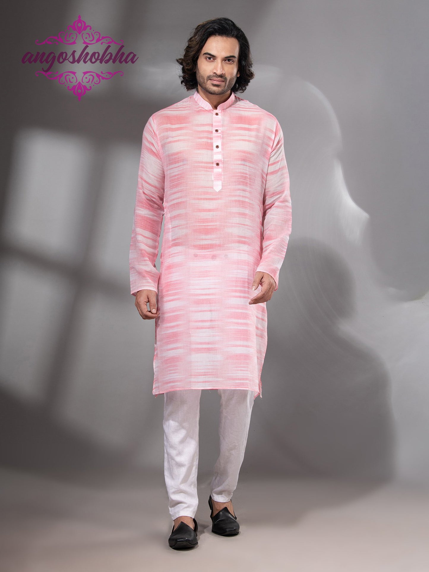 Pink Cotton Men's Punjabi