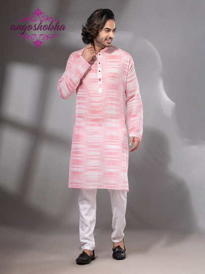 Pink Cotton Men's Punjabi