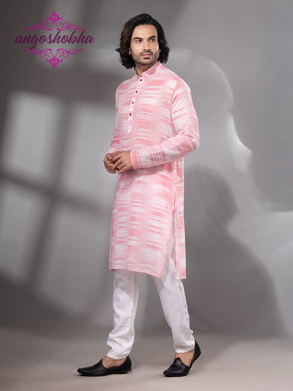 Pink Cotton Men's Punjabi