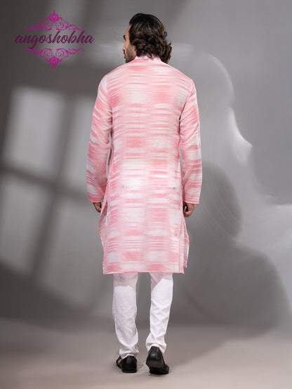 Pink Cotton Men's Punjabi