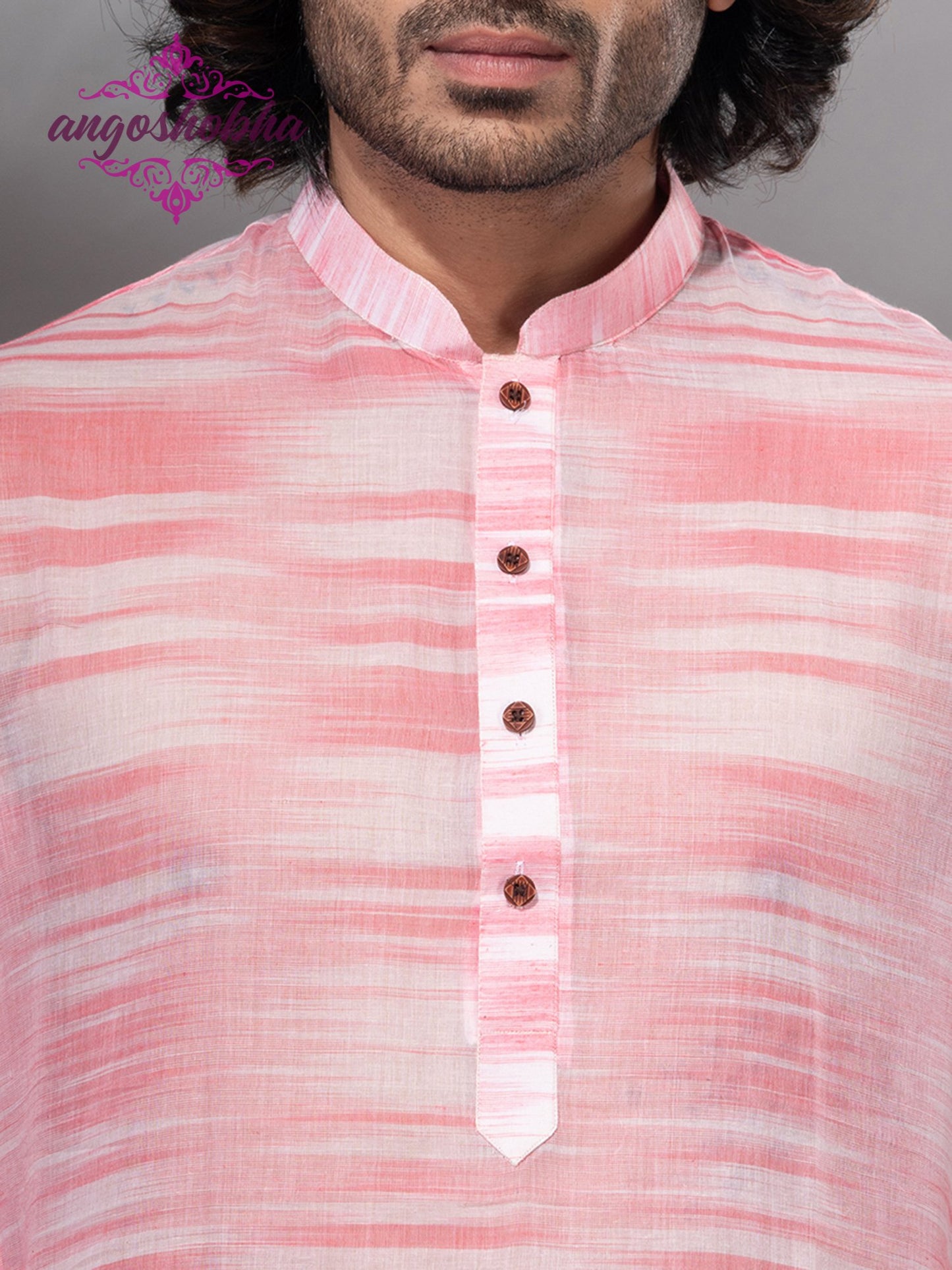 Pink Cotton Men's Punjabi