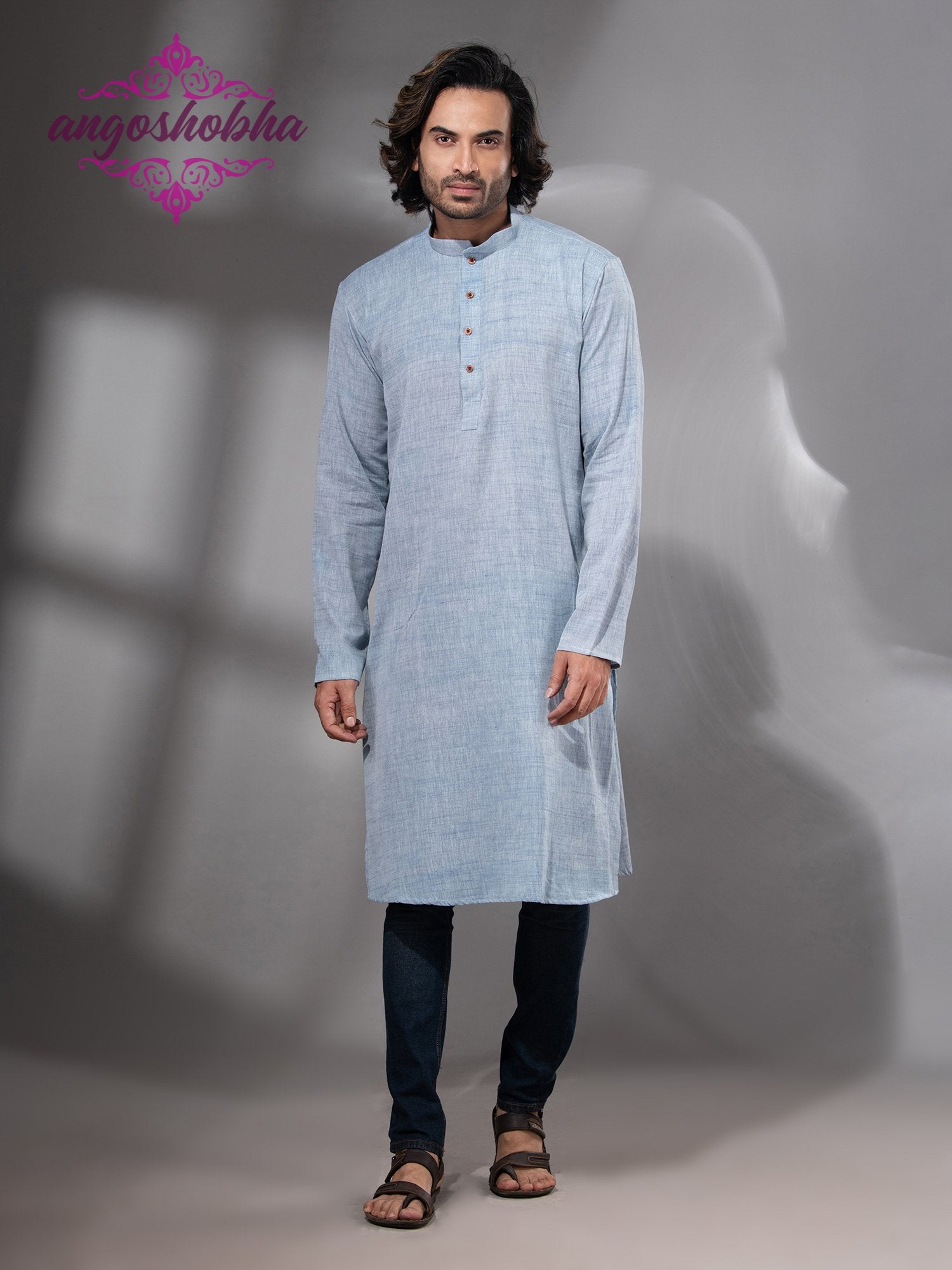 Sky Blue Cotton Men's Punjabi