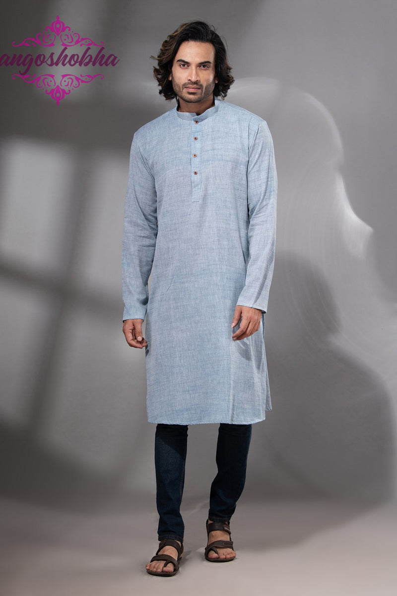 Sky Blue Cotton Men's Punjabi