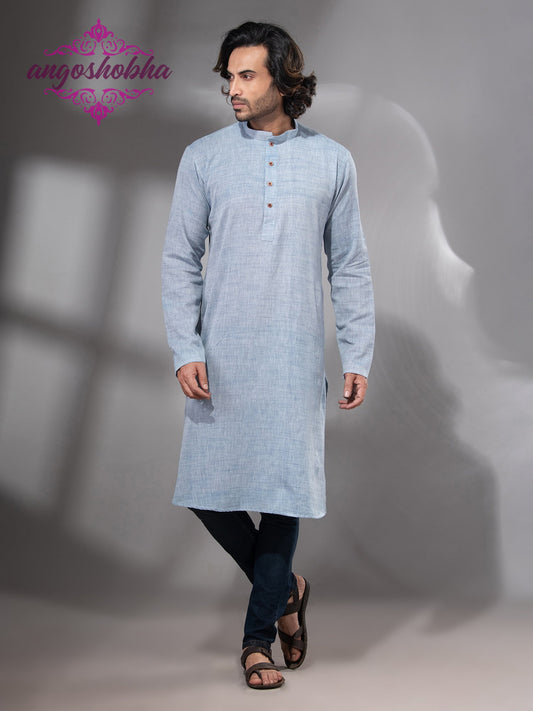 Sky Blue Cotton Men's Punjabi