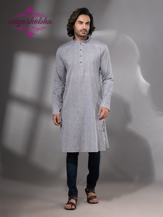 Silver Cotton Men's Punjabi