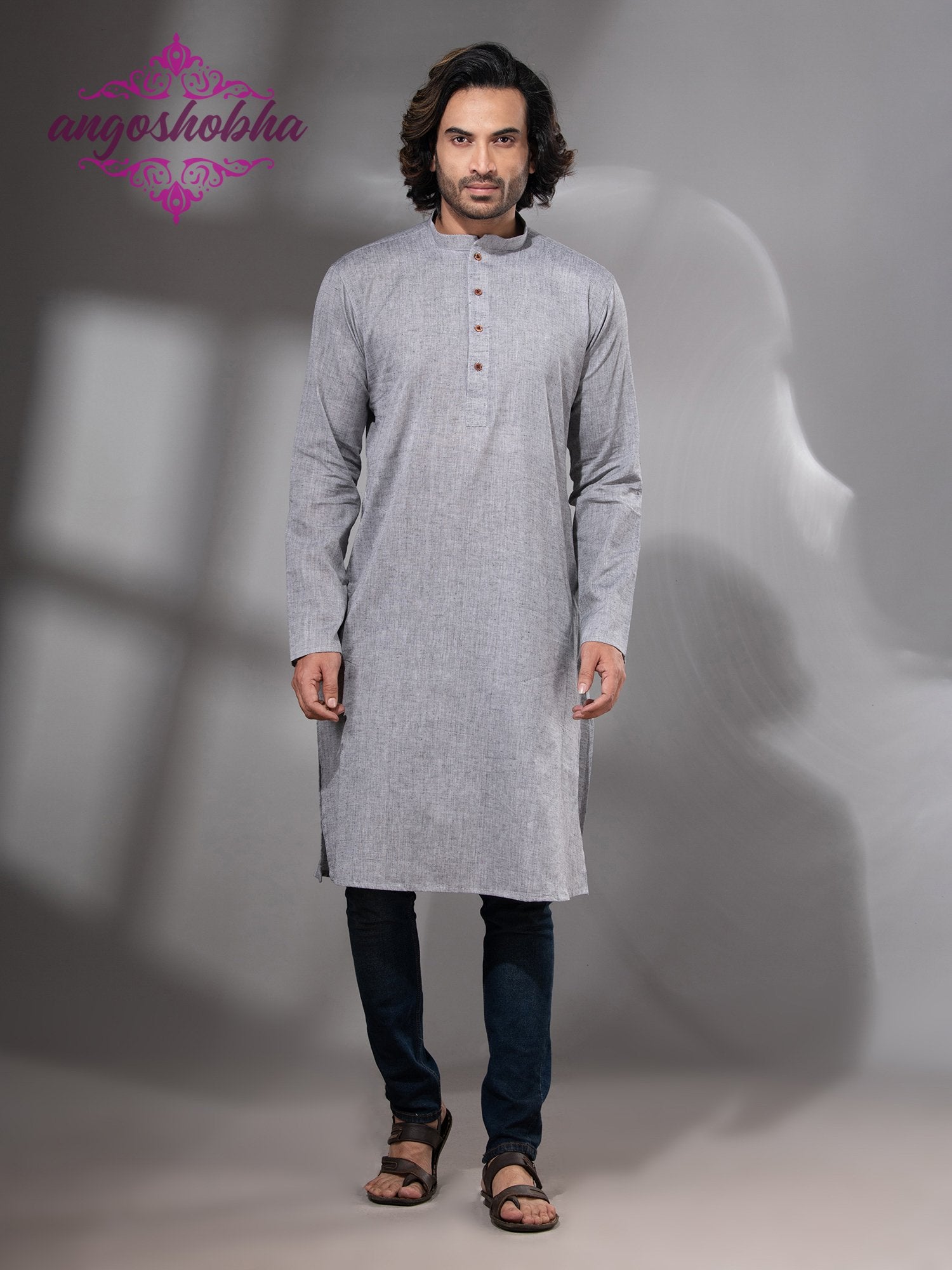 Silver Cotton Men's Punjabi
