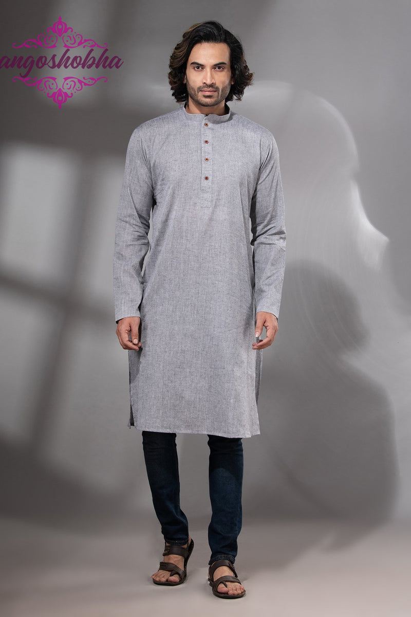 Silver Cotton Men's Punjabi