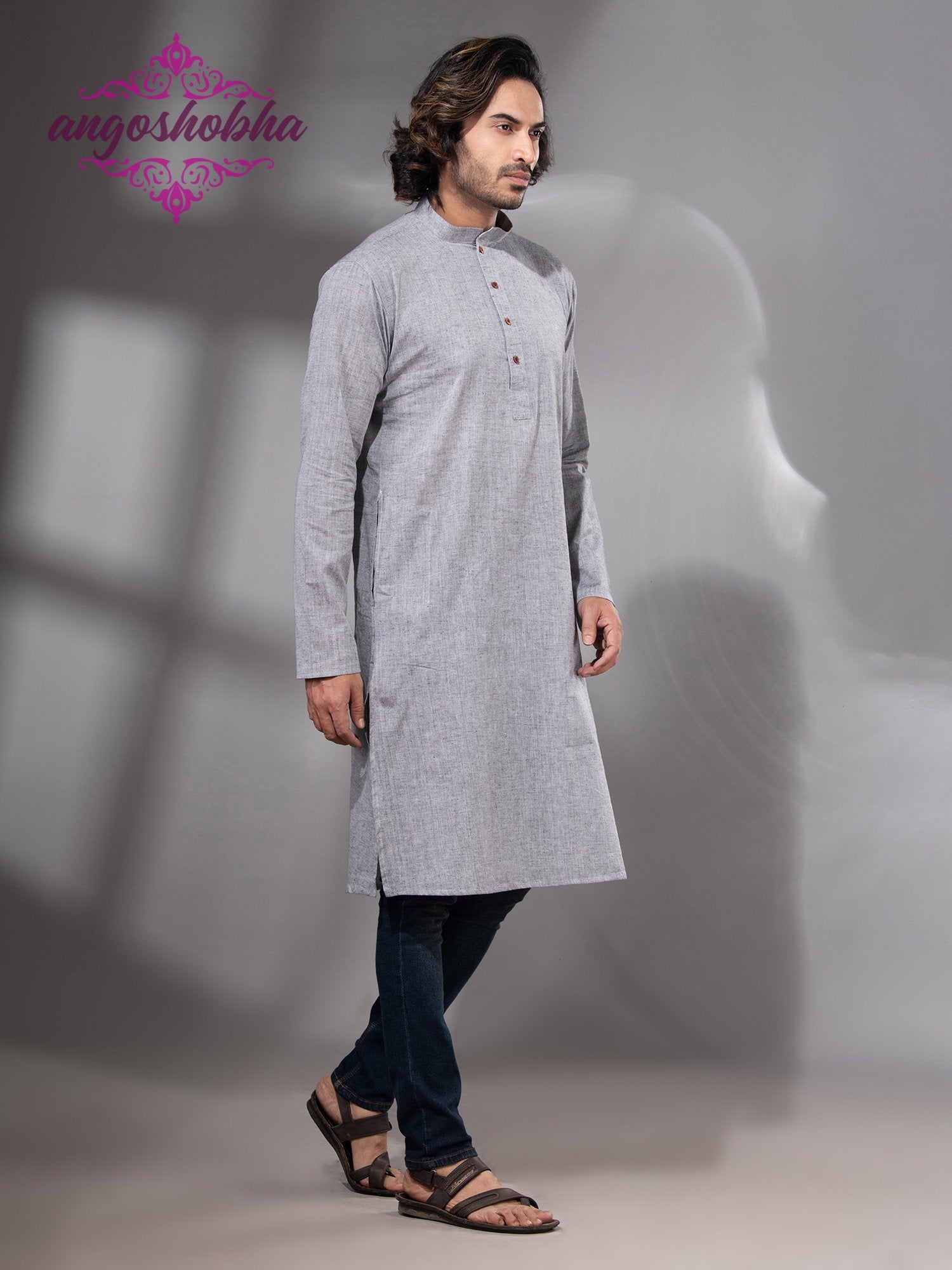 Silver Cotton Men's Punjabi