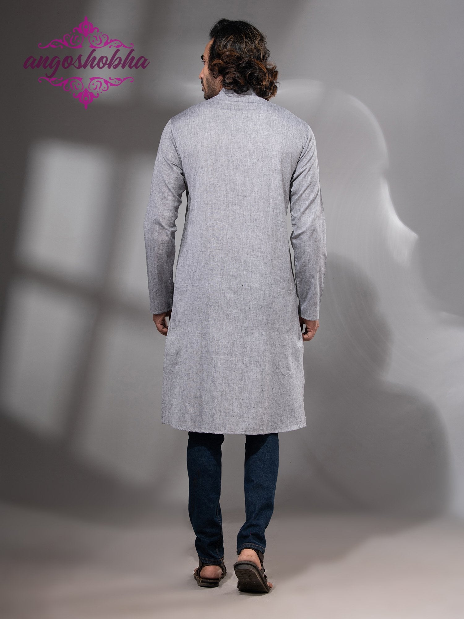 Silver Cotton Men's Punjabi