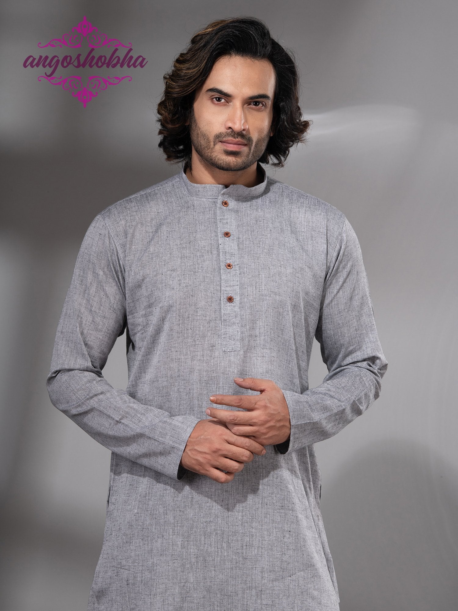 Silver Cotton Men's Punjabi