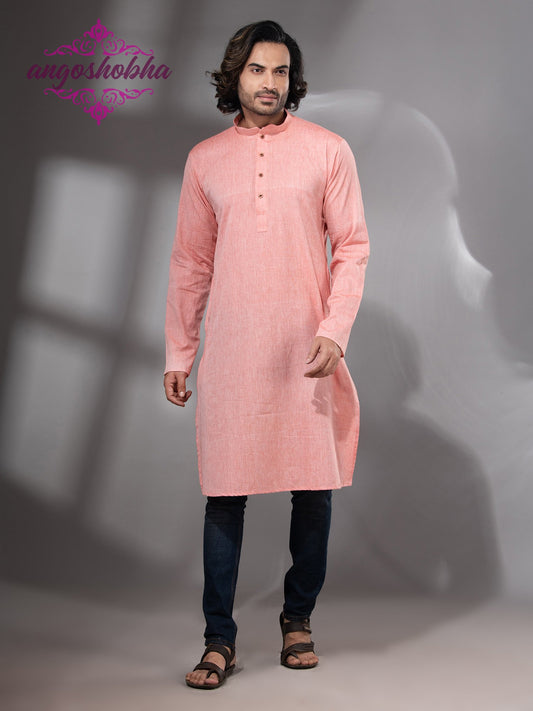 Peach Cotton Men's Punjabi