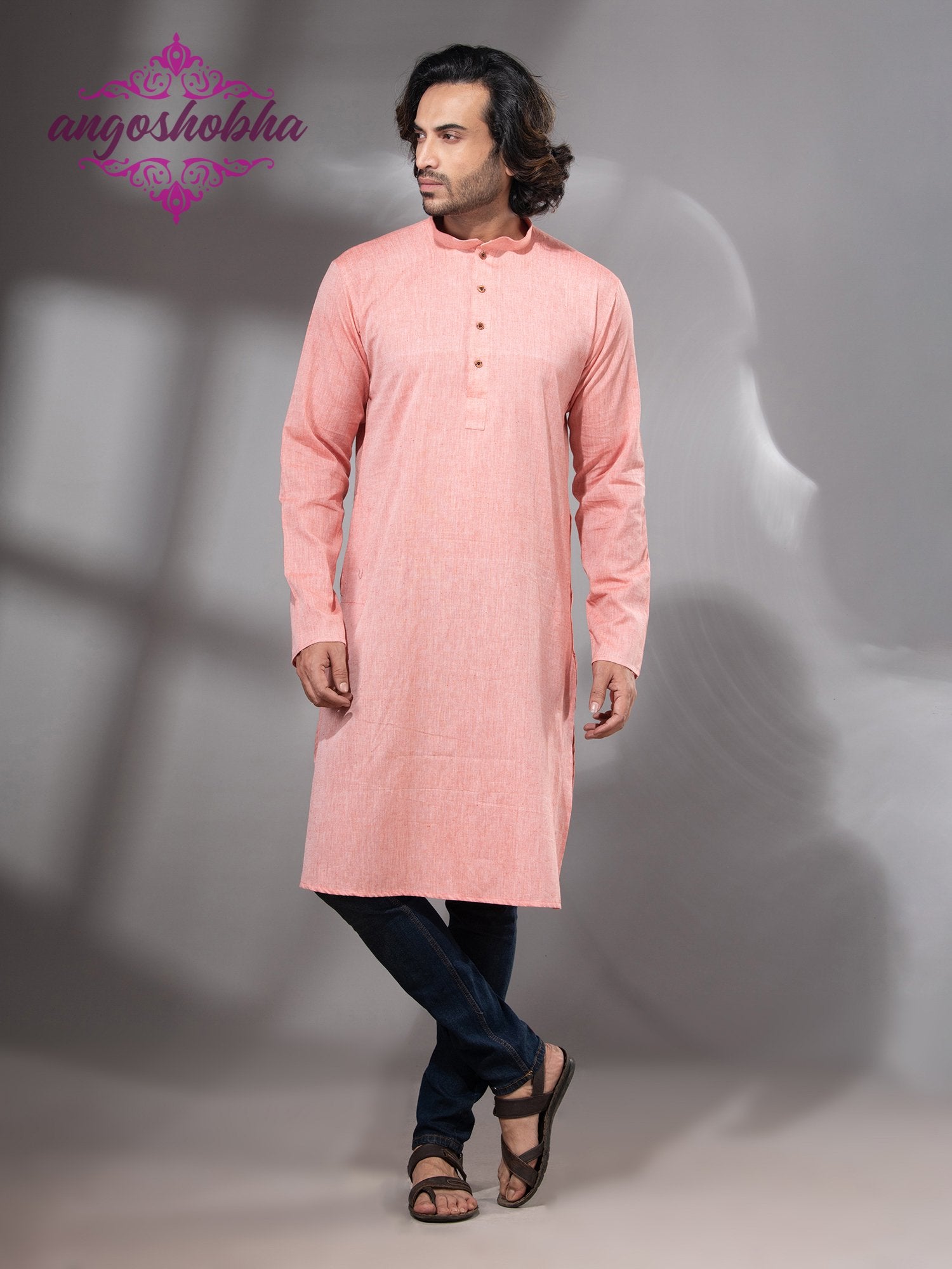 Peach Cotton Men's Punjabi