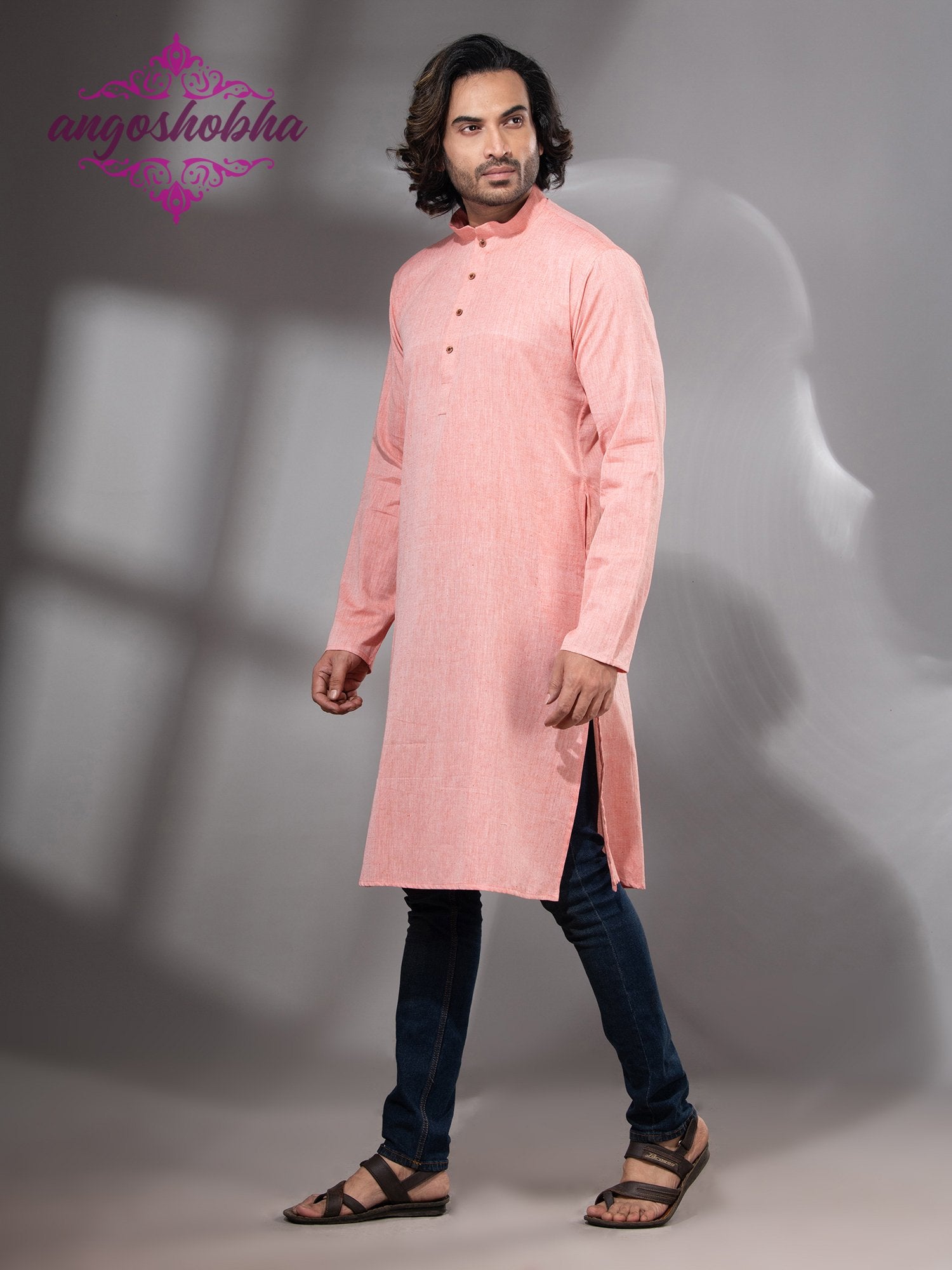 Peach Cotton Men's Punjabi
