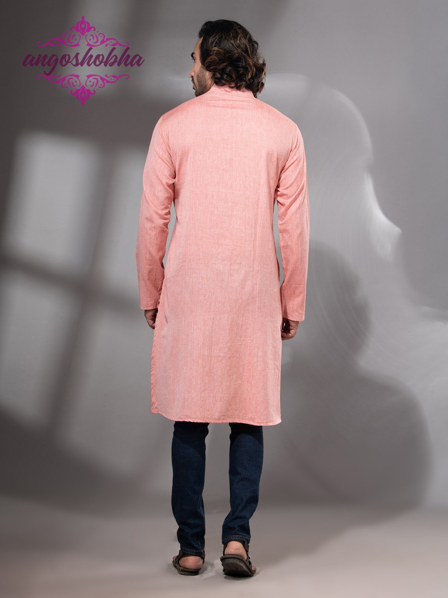 Peach Cotton Men's Punjabi