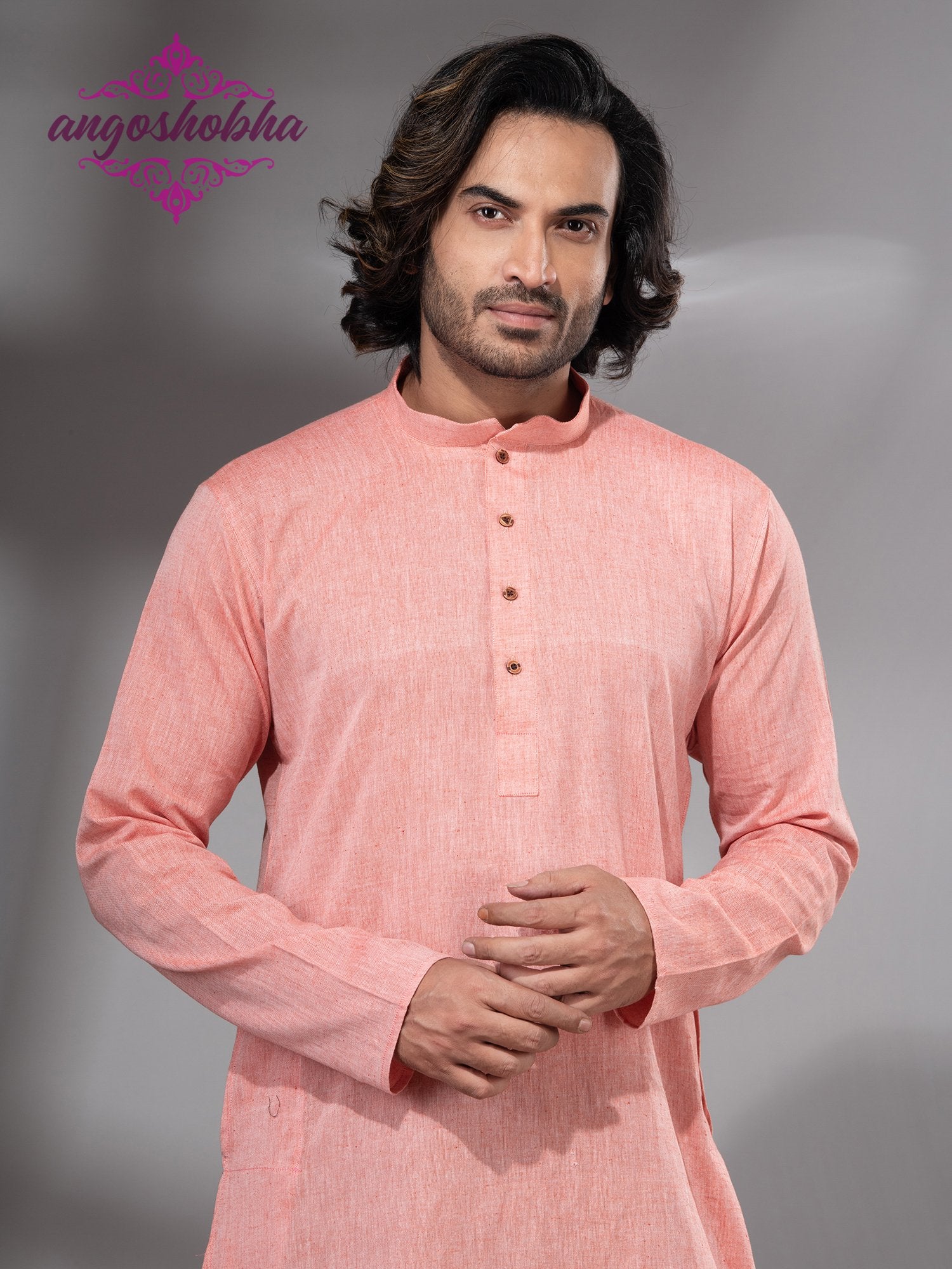 Peach Cotton Men's Punjabi