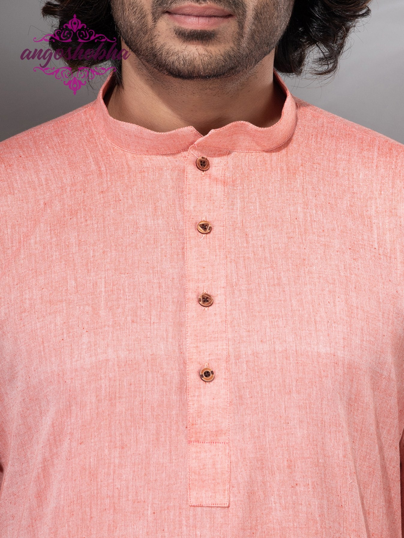 Peach Cotton Men's Punjabi