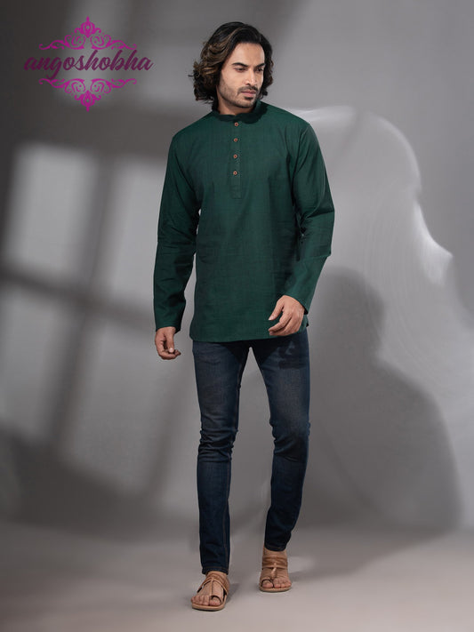 Bottle Green Cotton Men's Kurta