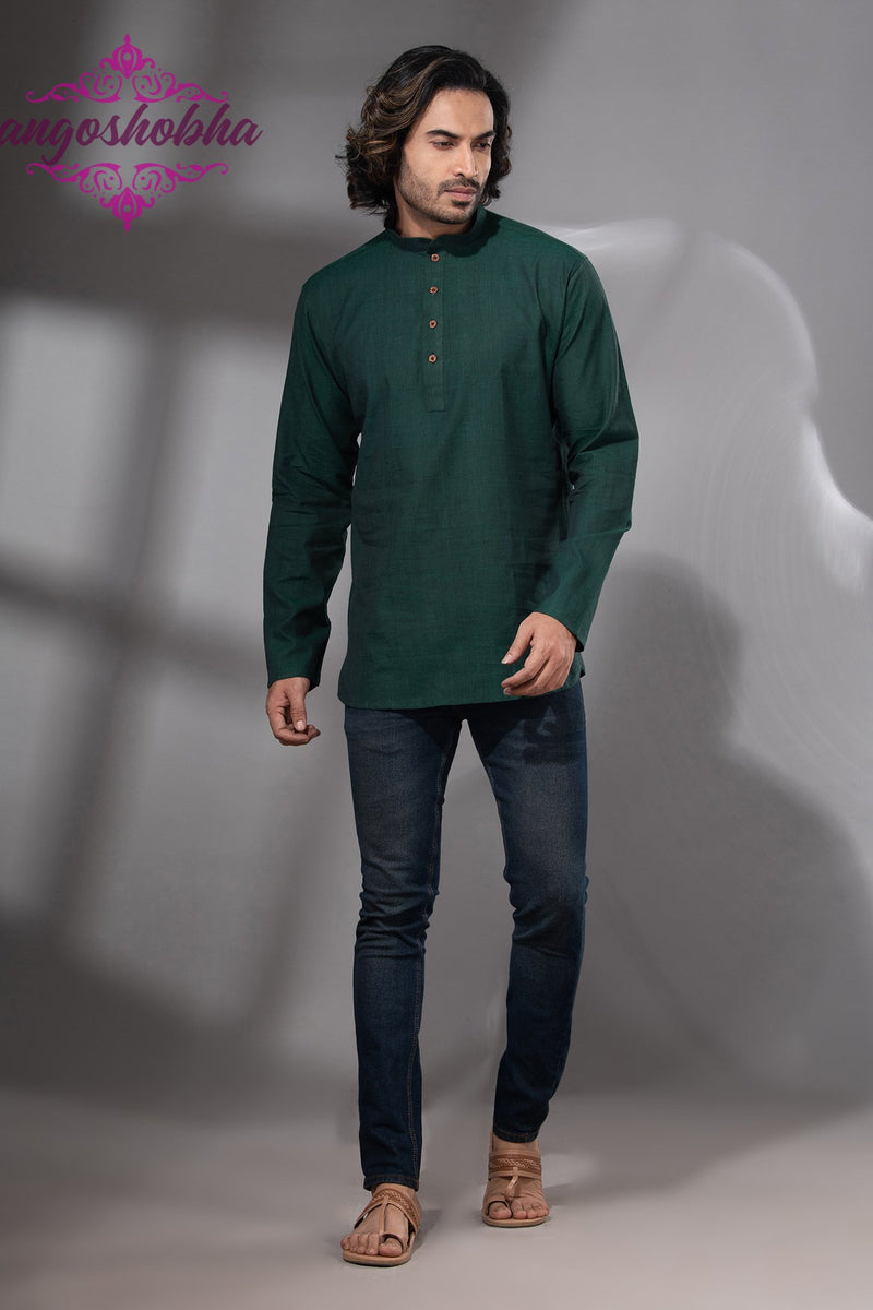 Bottle Green Cotton Men's Kurta