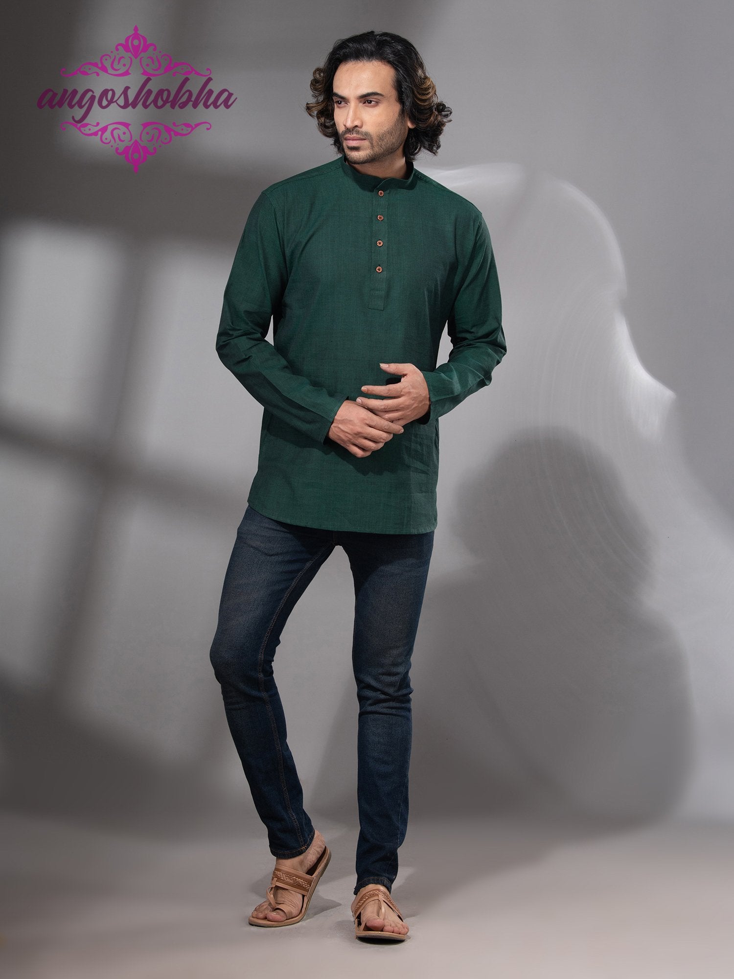 Bottle Green Cotton Men's Kurta