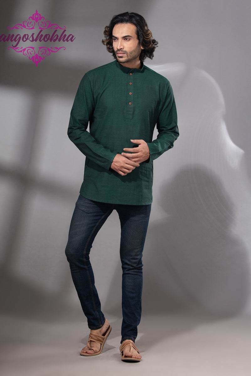 Bottle Green Cotton Men's Kurta