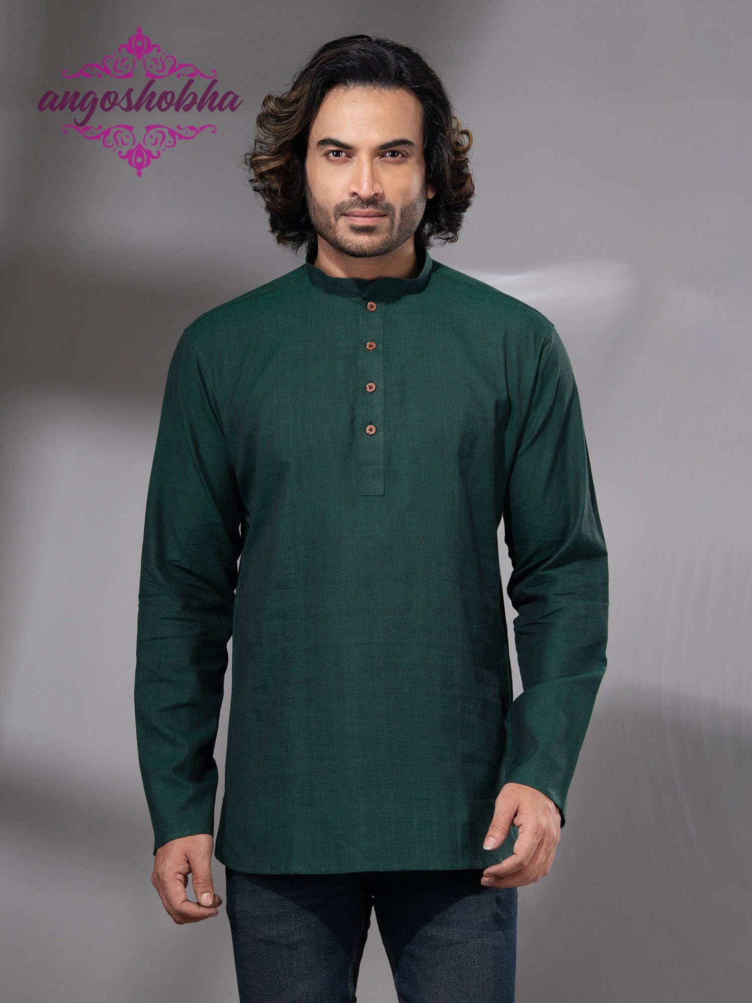 Bottle Green Cotton Men's Kurta