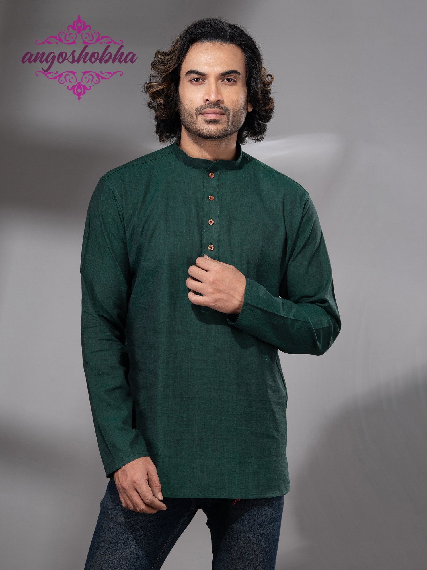 Bottle Green Cotton Men's Kurta