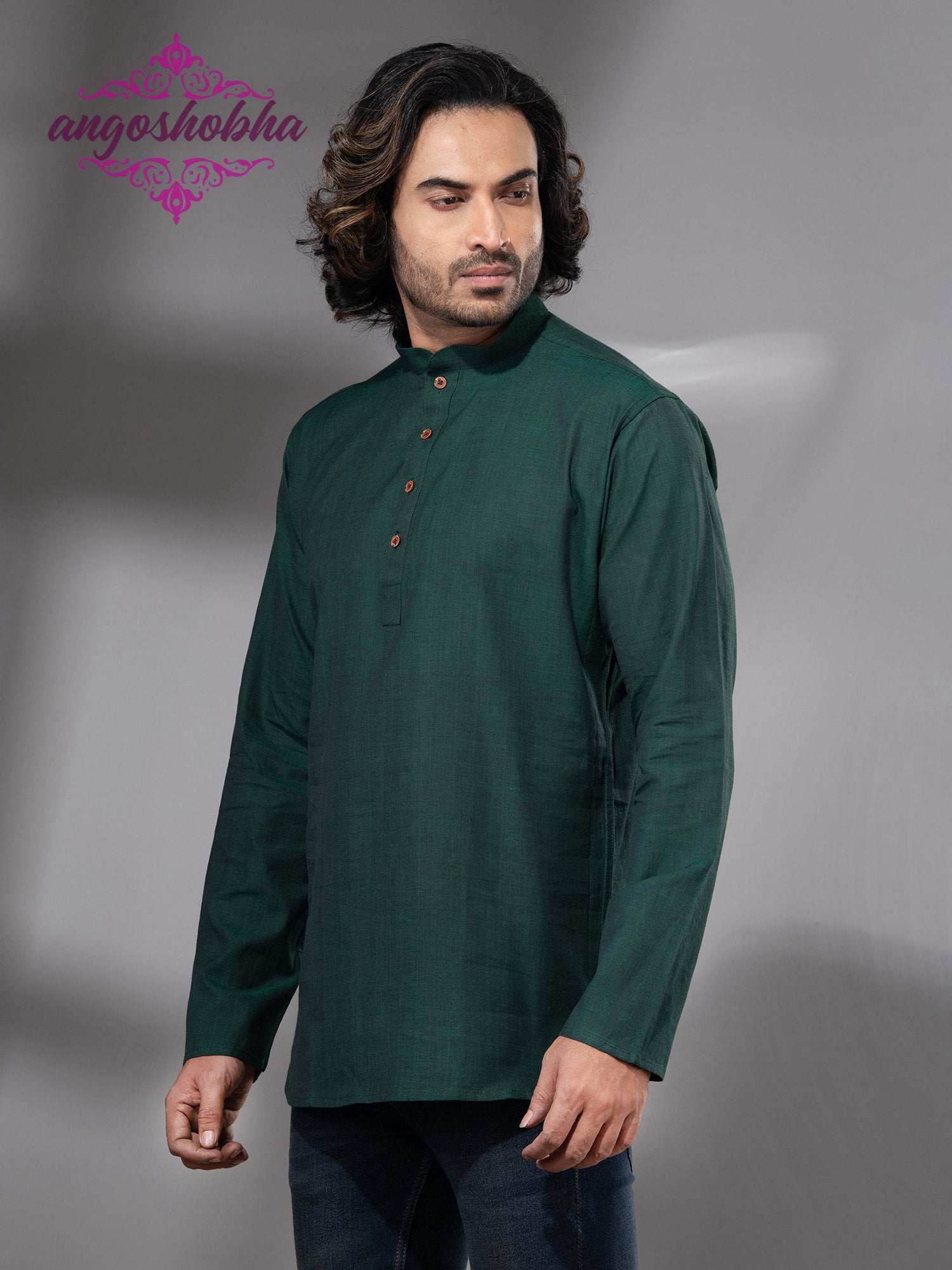 Bottle Green Cotton Men's Kurta