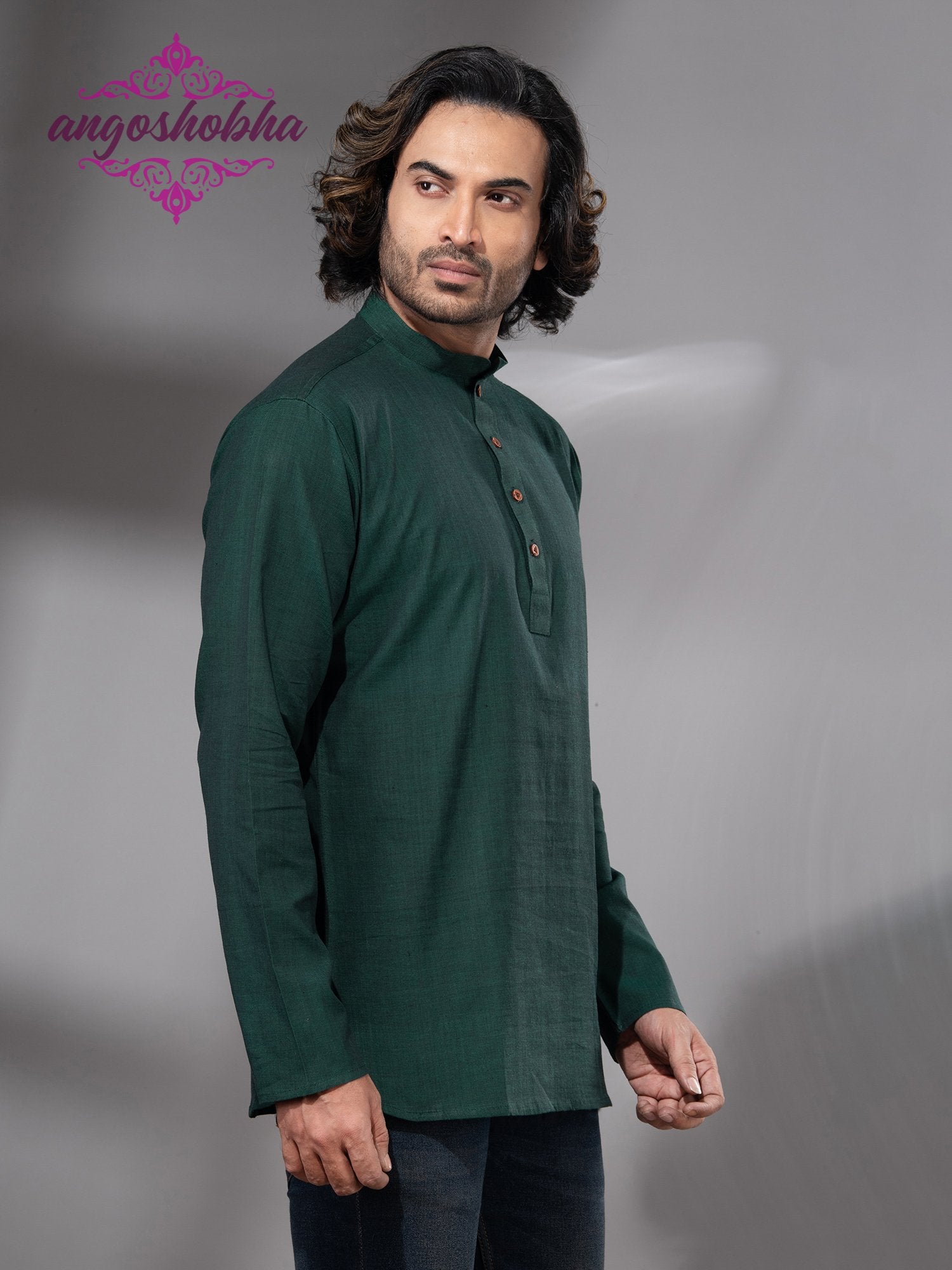 Bottle Green Cotton Men's Kurta