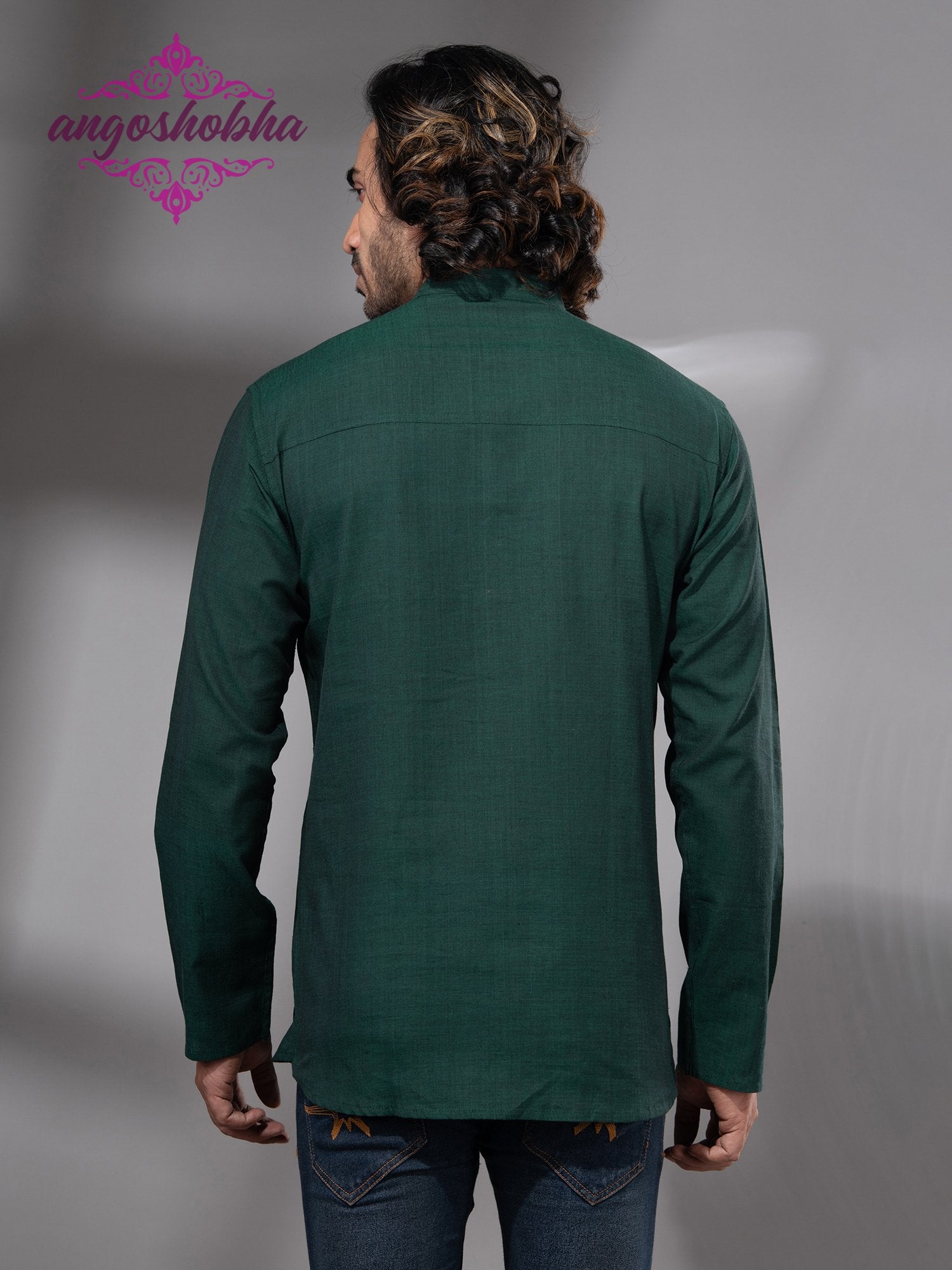Bottle Green Cotton Men's Kurta