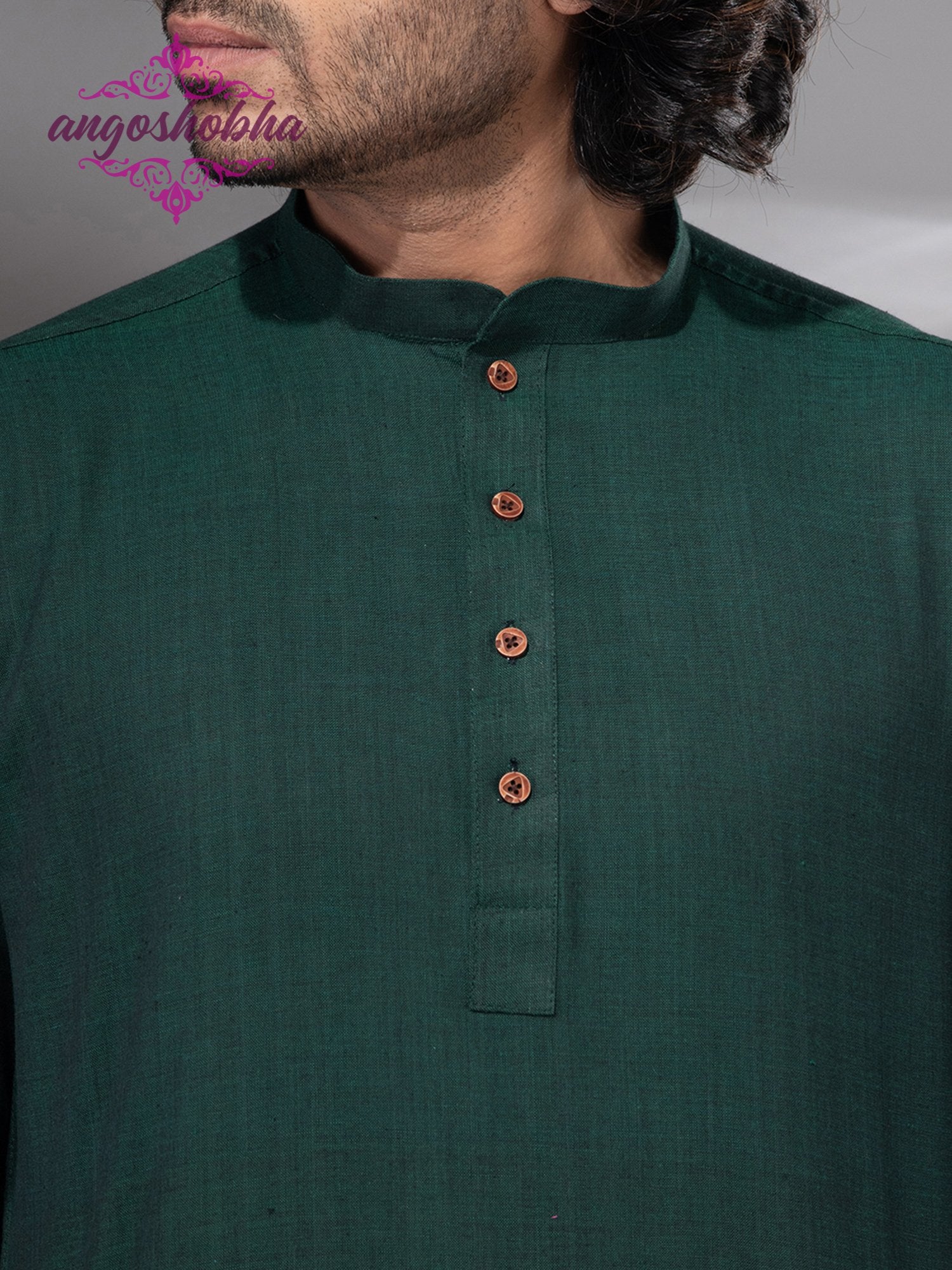 Bottle Green Cotton Men's Kurta