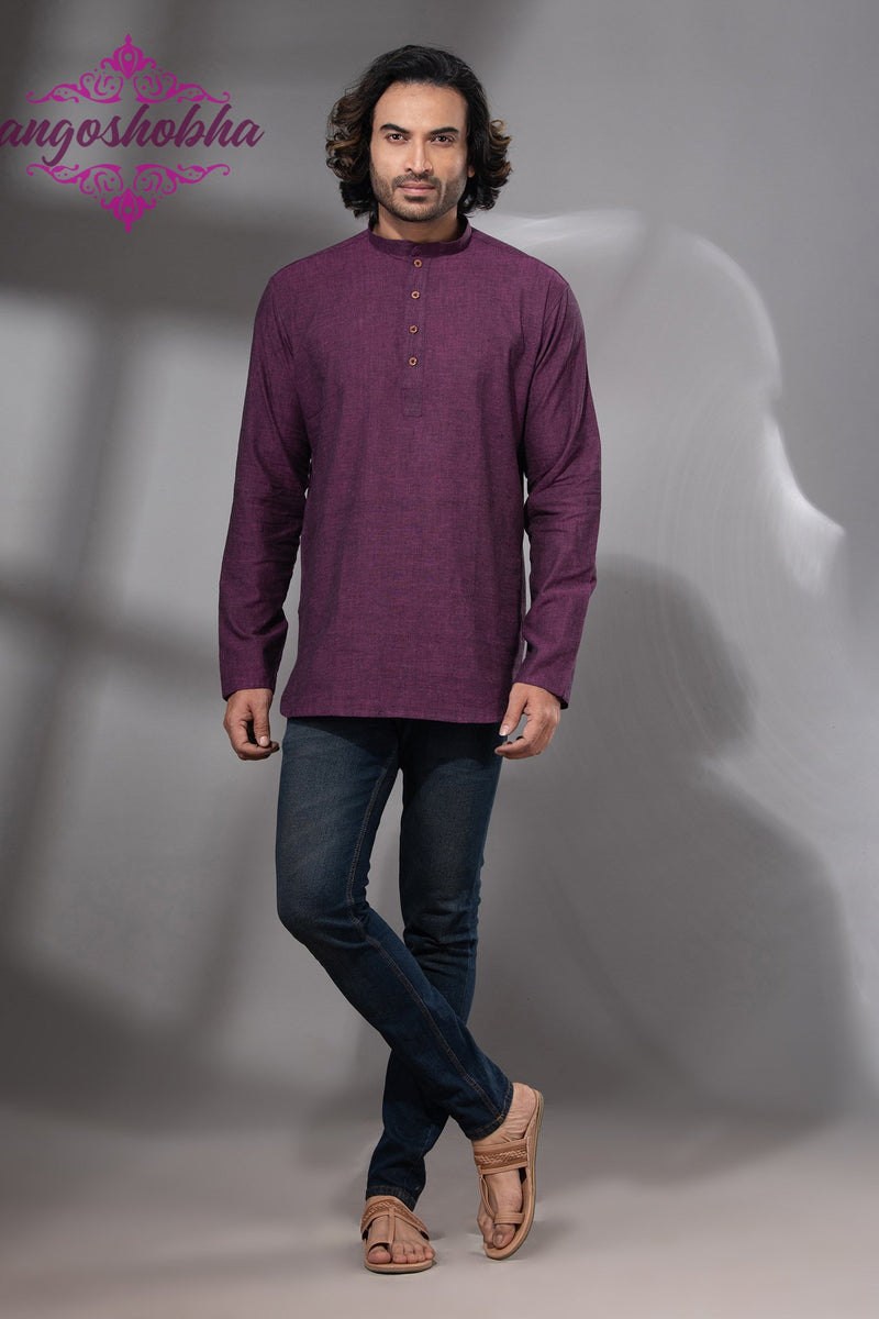Plum Purple Cotton Men's Kurta