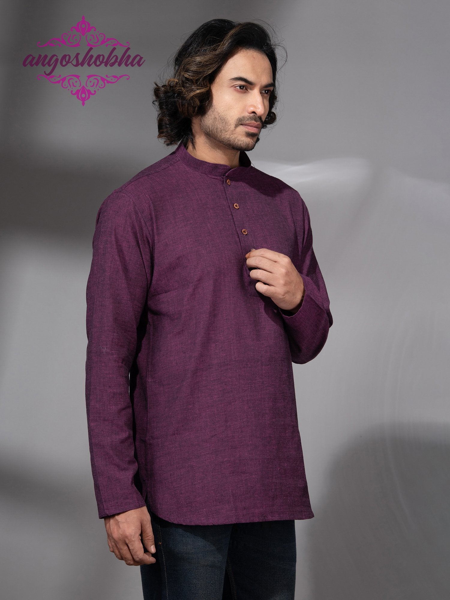 Plum Purple Cotton Men's Kurta