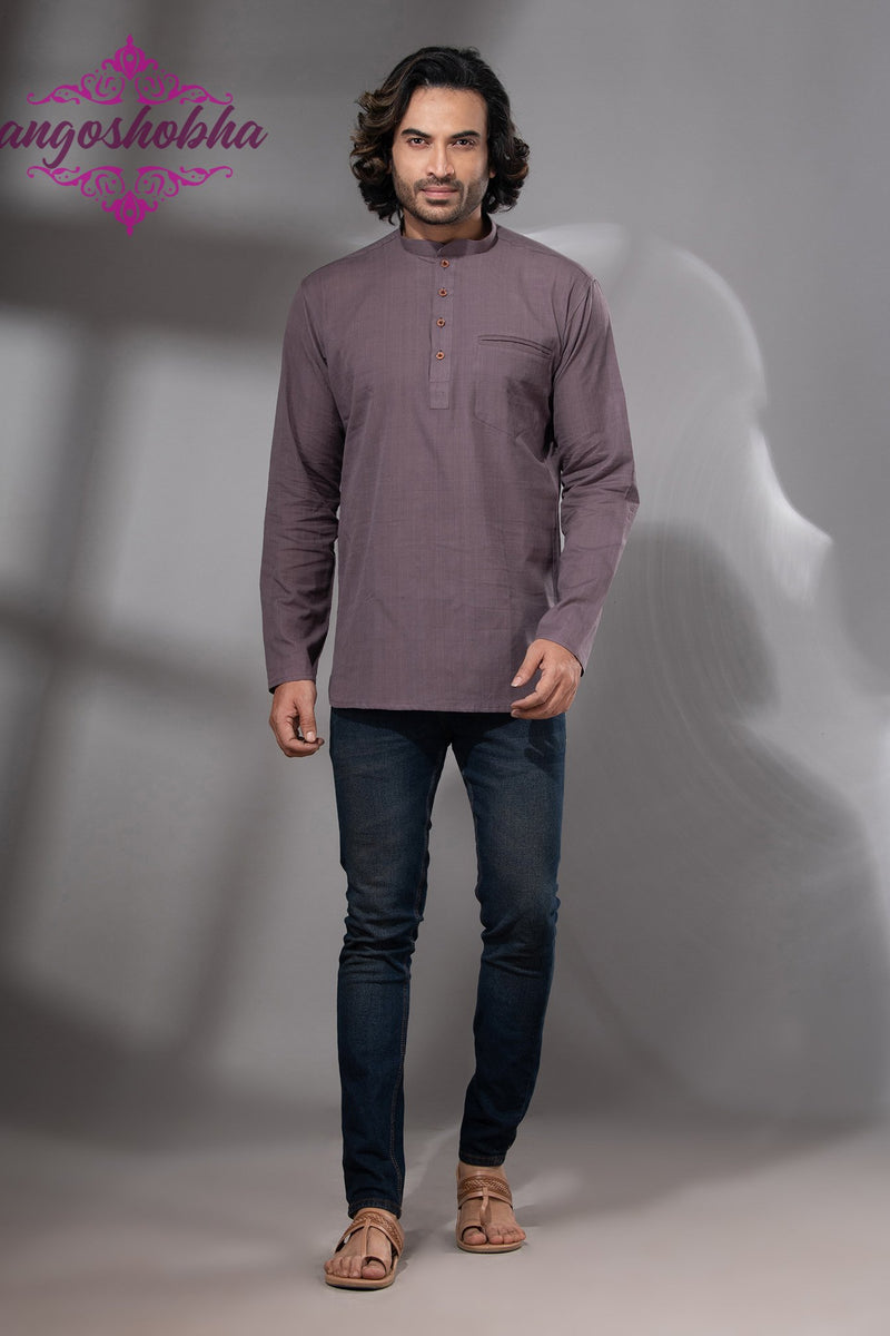 Dark Mauve Cotton Men's Kurta