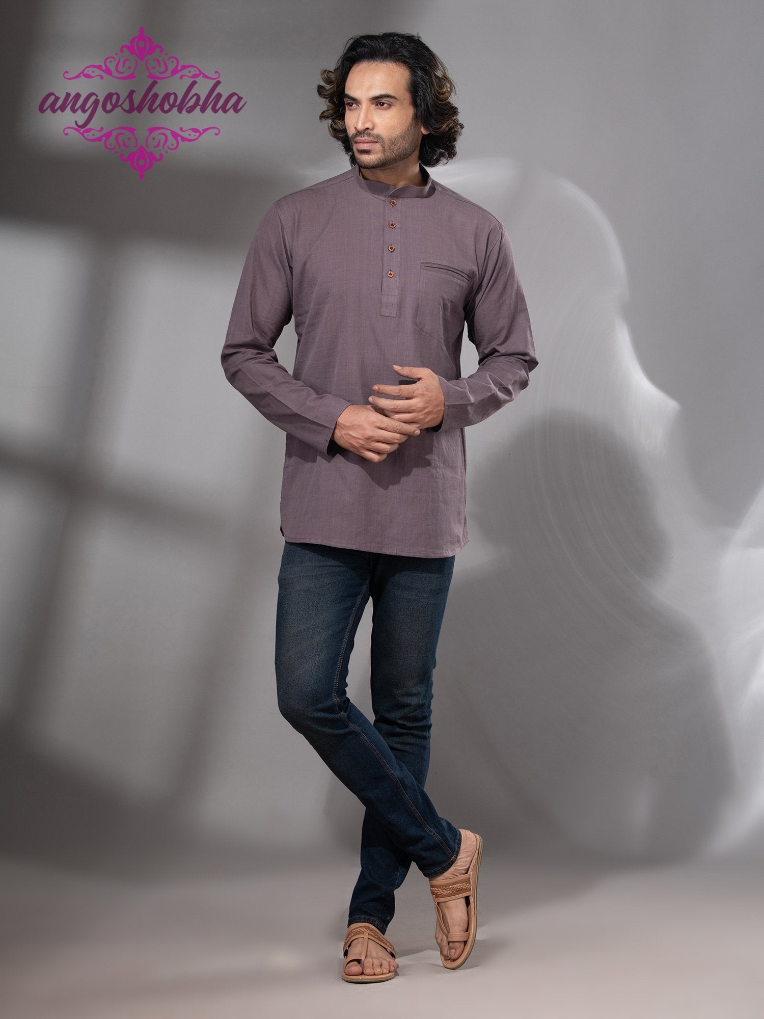 Dark Mauve Cotton Men's Kurta