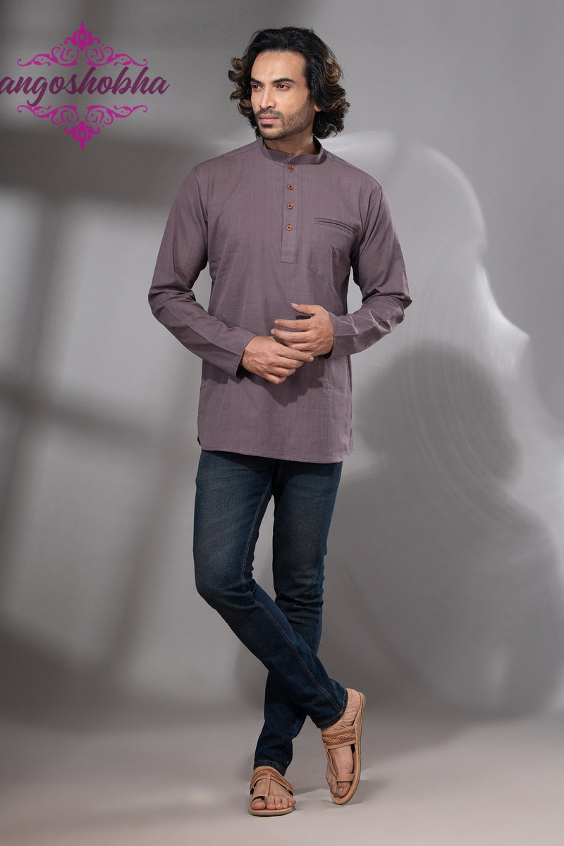 Dark Mauve Cotton Men's Kurta