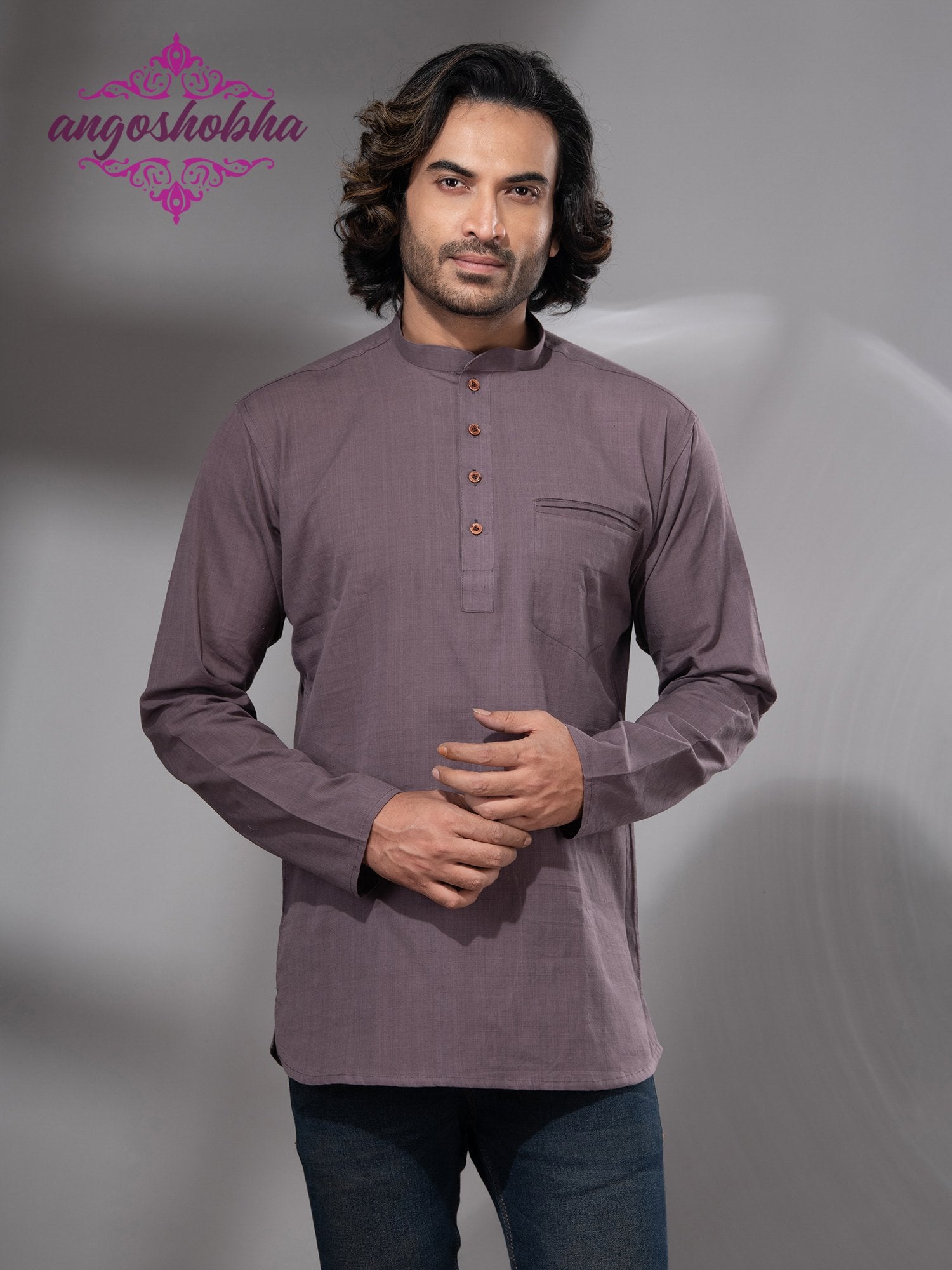 Dark Mauve Cotton Men's Kurta