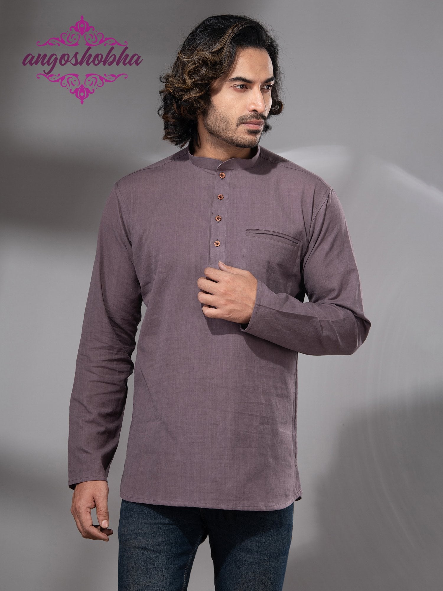 Dark Mauve Cotton Men's Kurta
