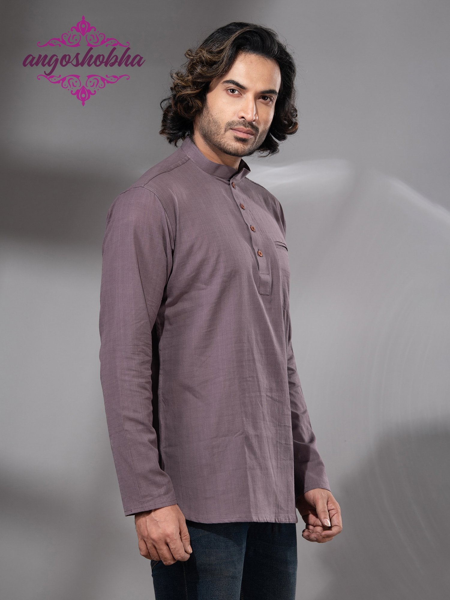 Dark Mauve Cotton Men's Kurta