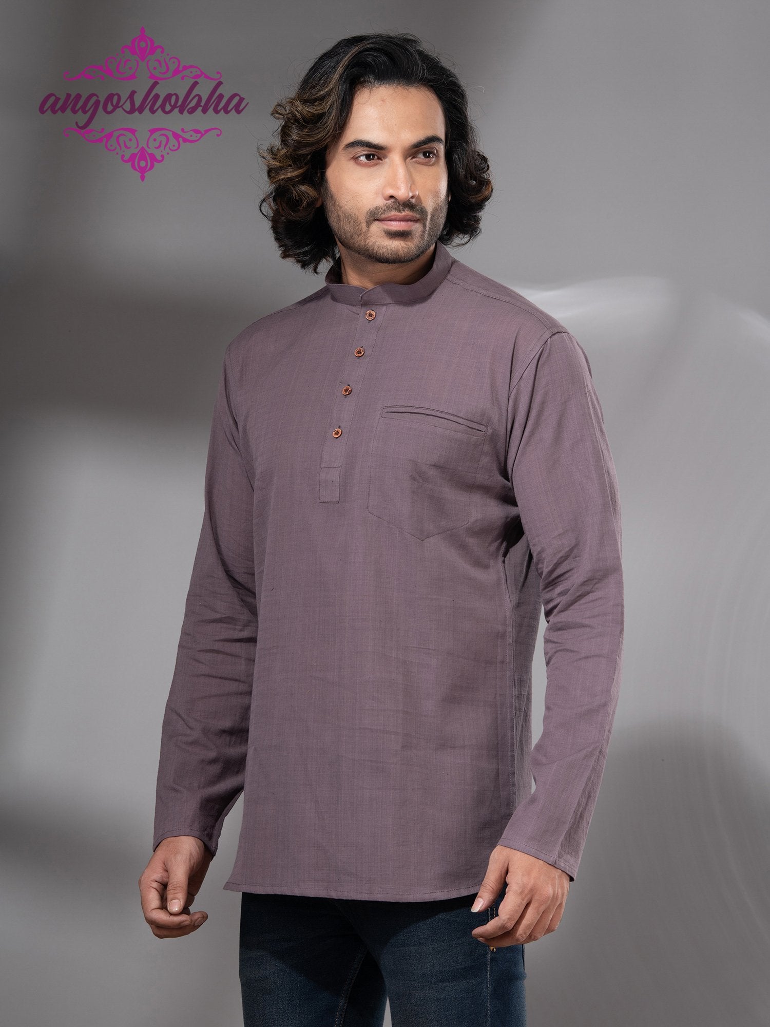 Dark Mauve Cotton Men's Kurta