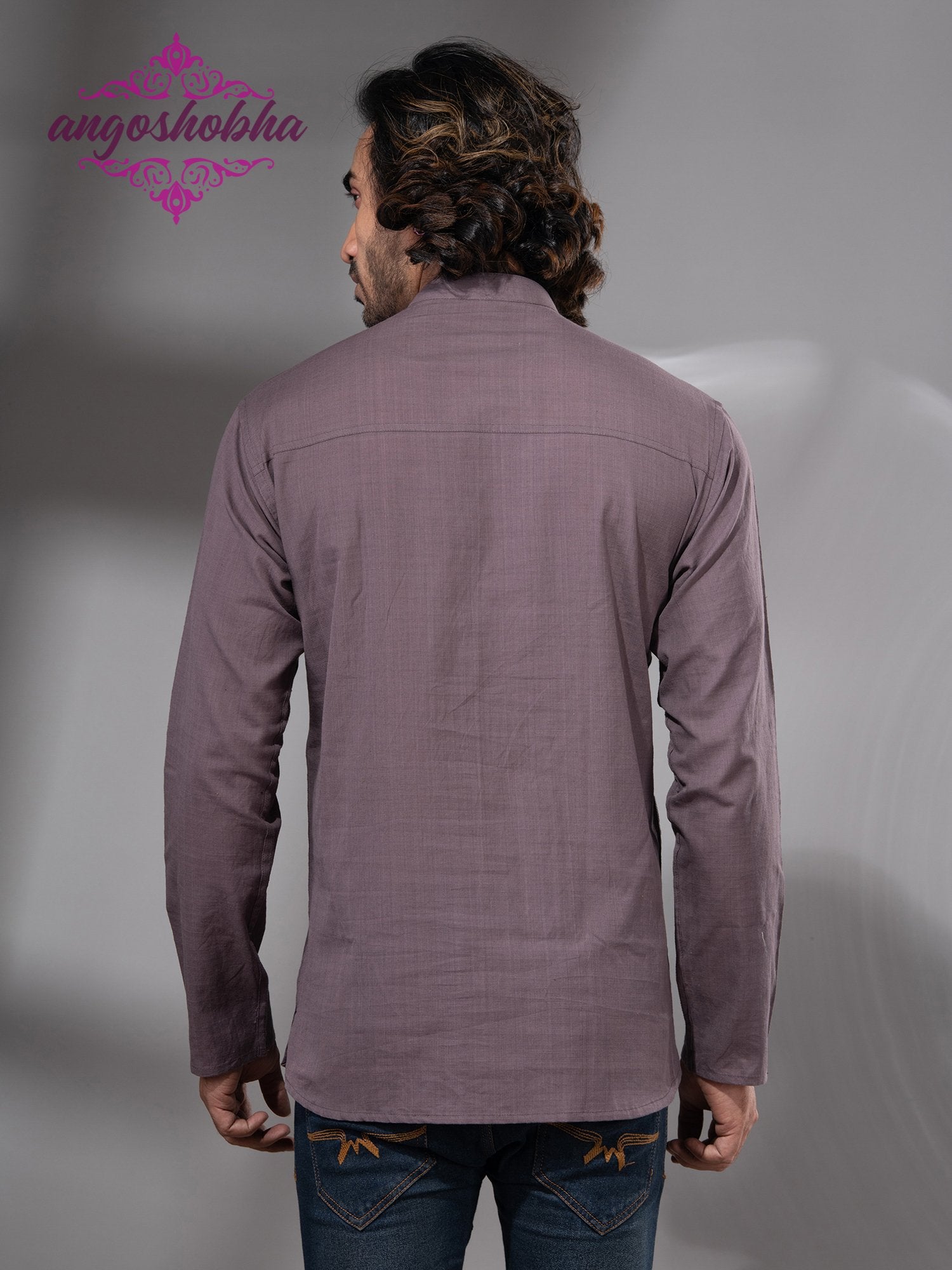Dark Mauve Cotton Men's Kurta
