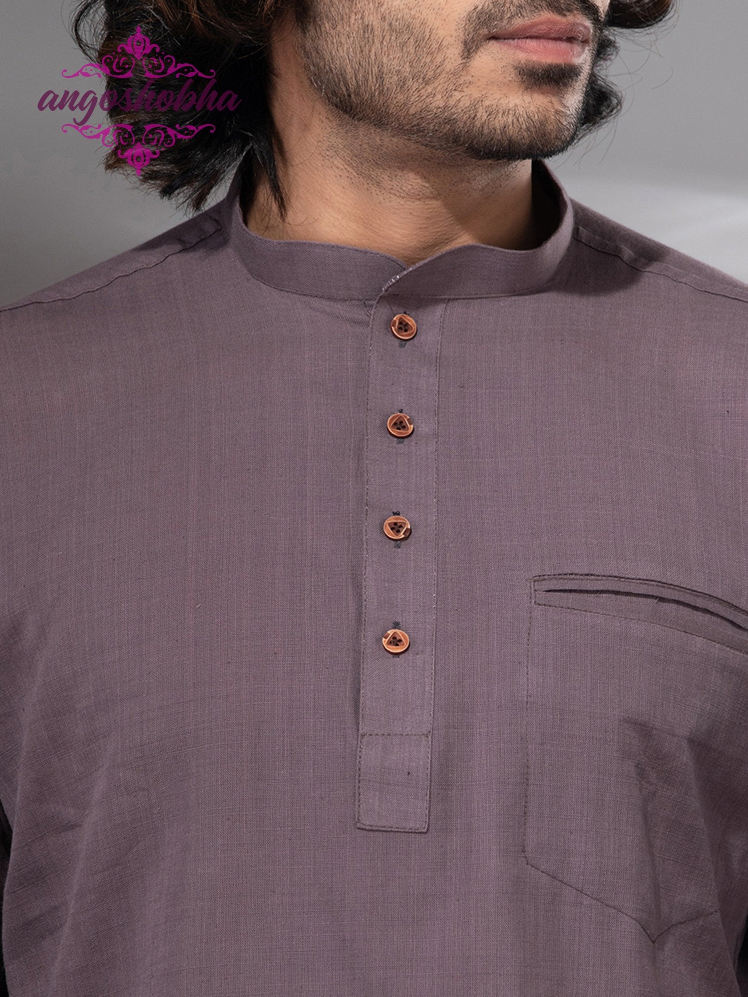 Dark Mauve Cotton Men's Kurta