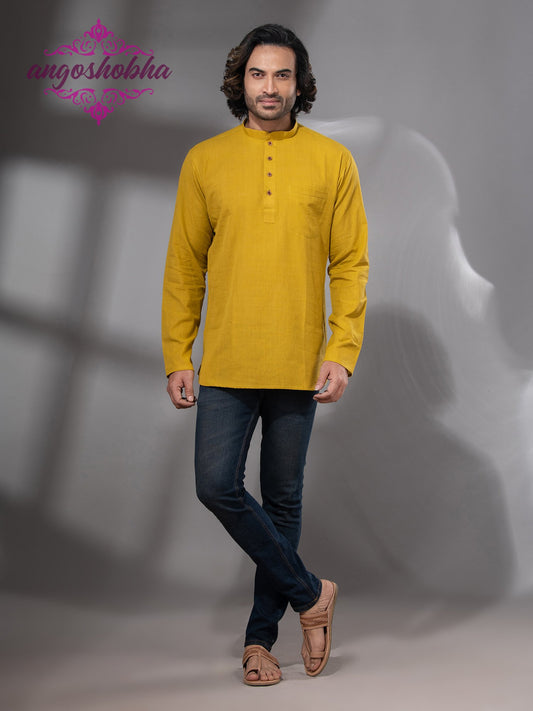 Bright Yellow Cotton Men's Kurta