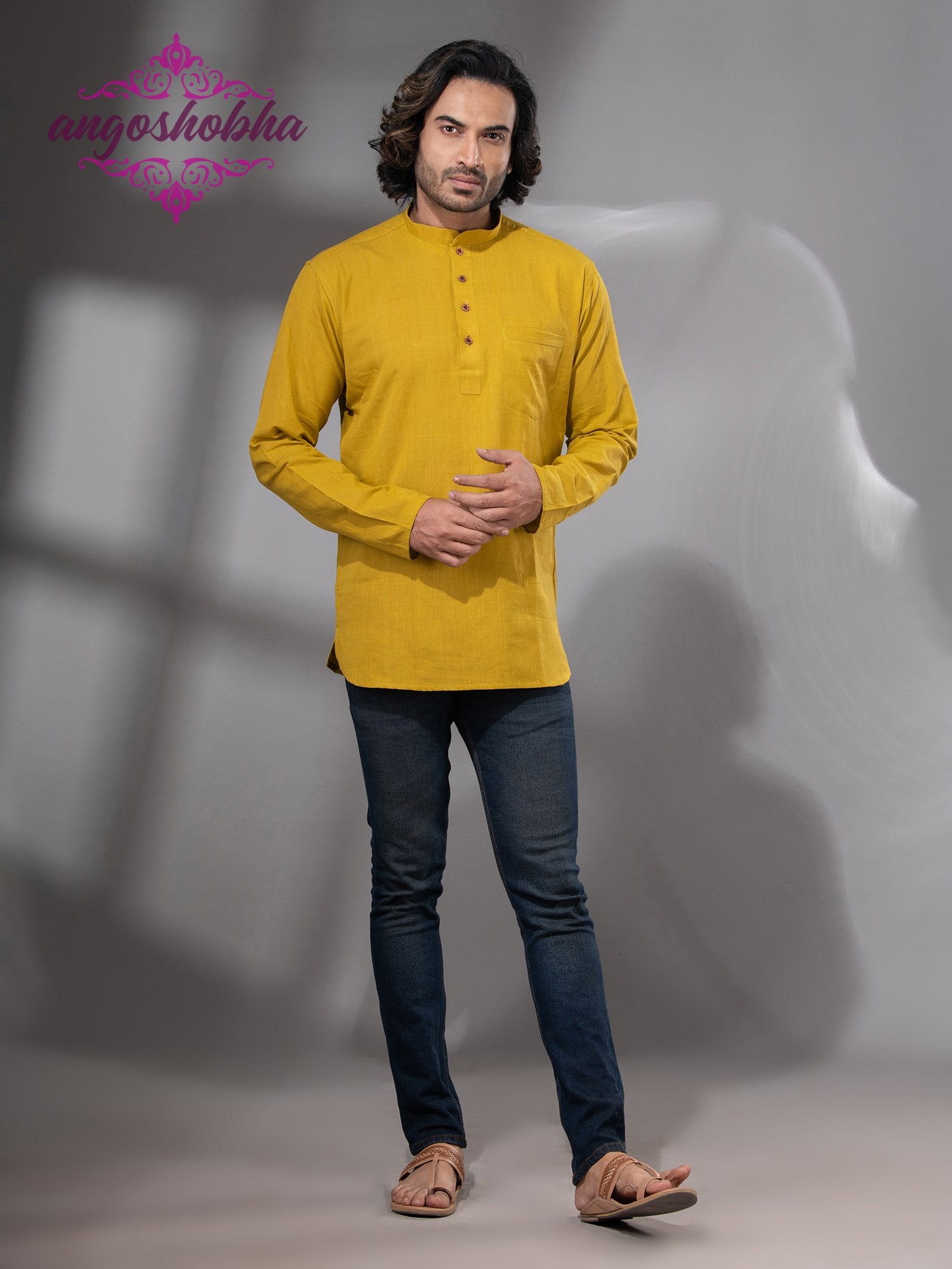 Bright Yellow Cotton Men's Kurta