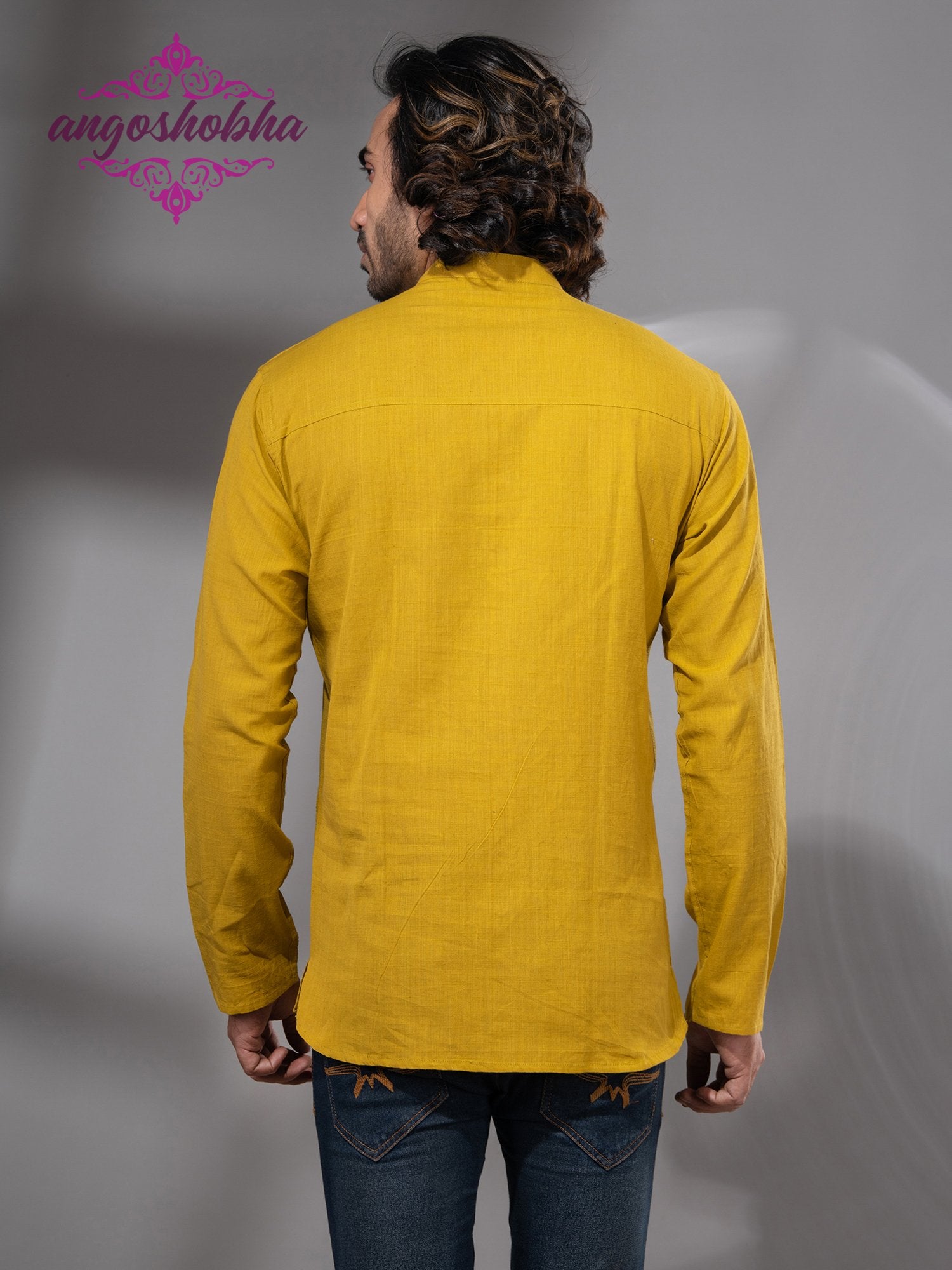 Bright Yellow Cotton Men's Kurta