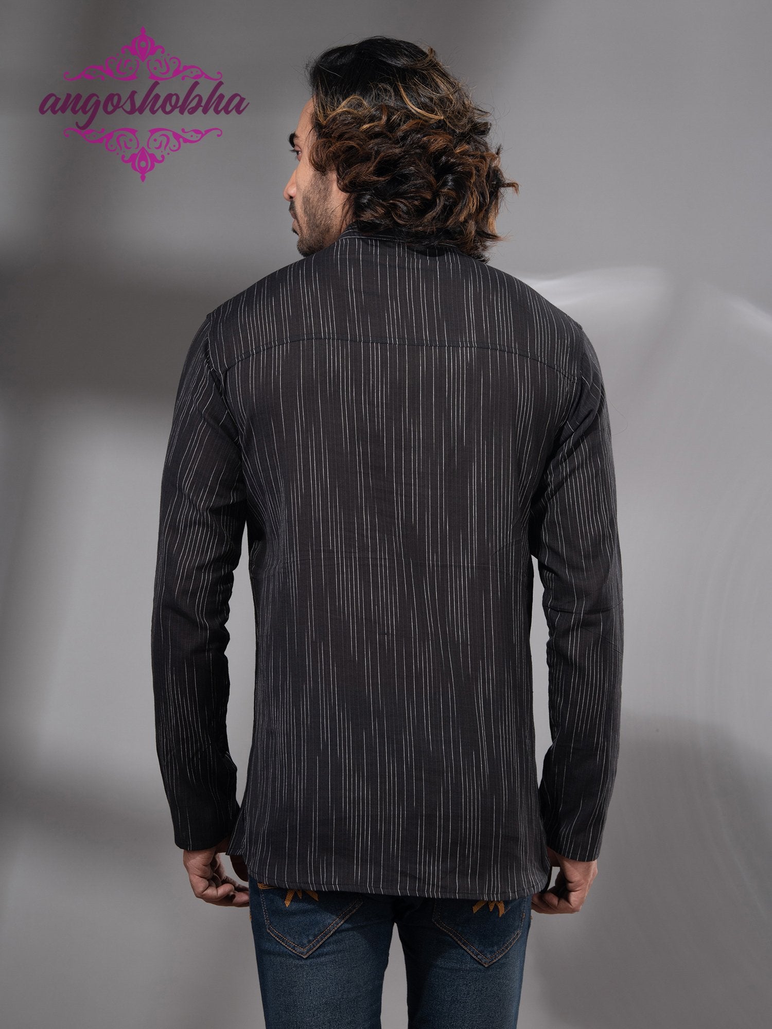 Black Cotton Men's Kurta