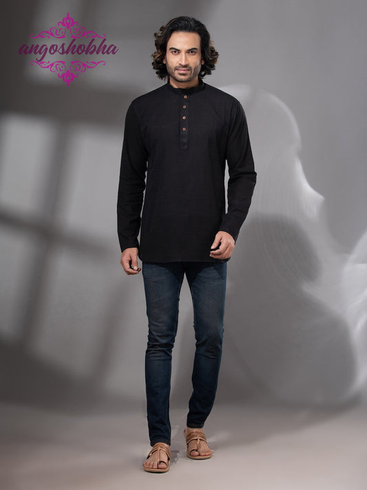 Black Cotton Men's Kurta