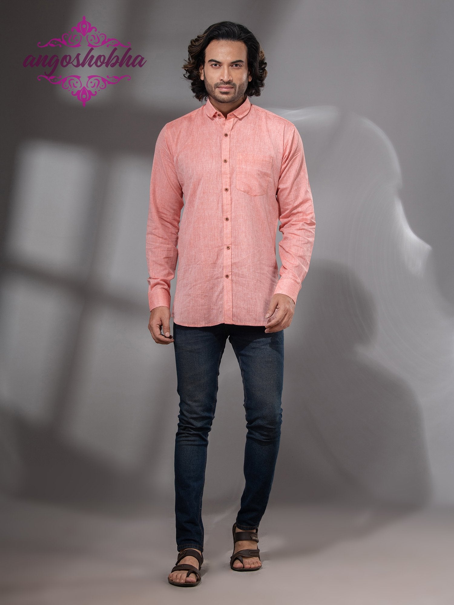 Peach Cotton Men's Shirt