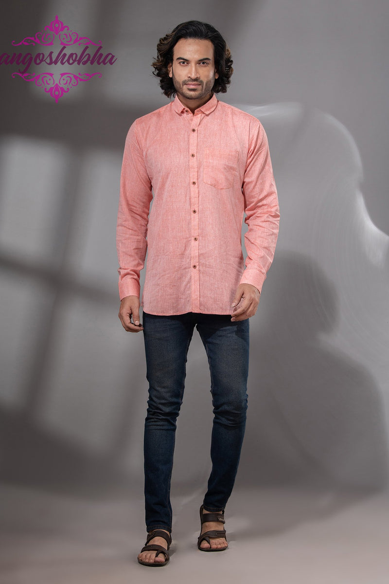 Peach Cotton Men's Shirt