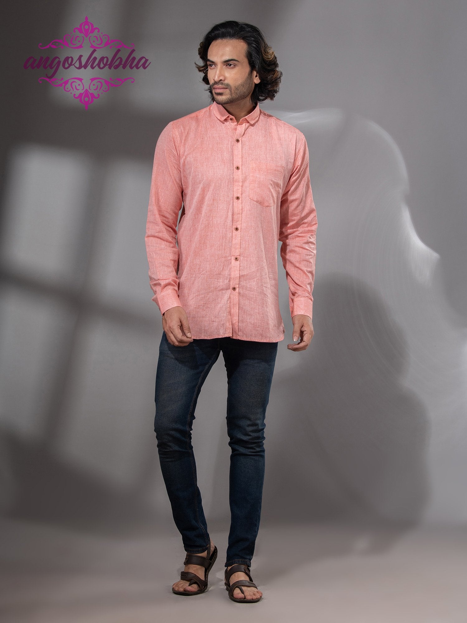 Peach Cotton Men's Shirt