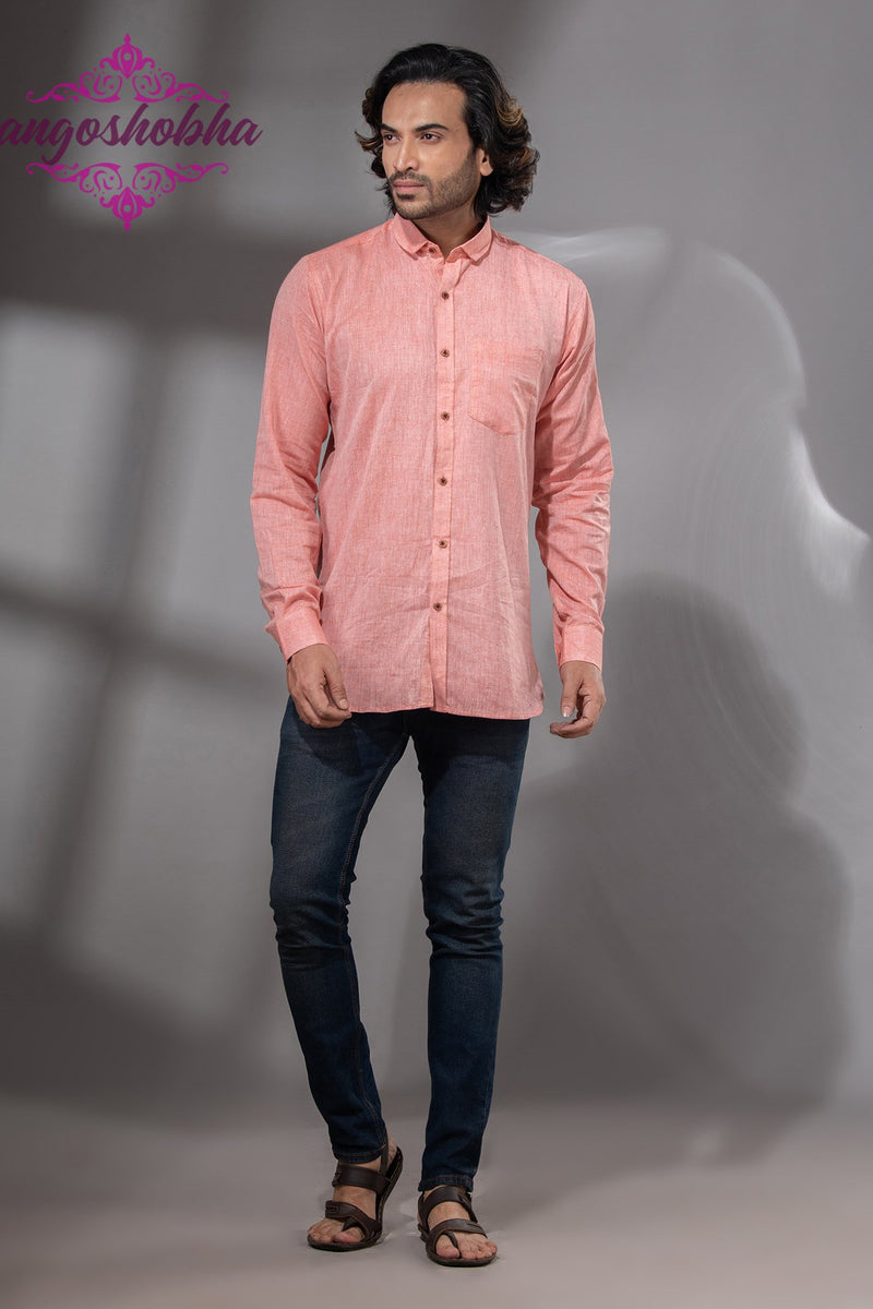 Peach Cotton Men's Shirt
